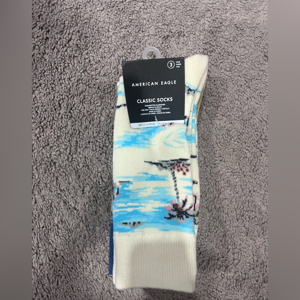 American Eagle classic socks with tropical patterns - 3 pairs (one size)